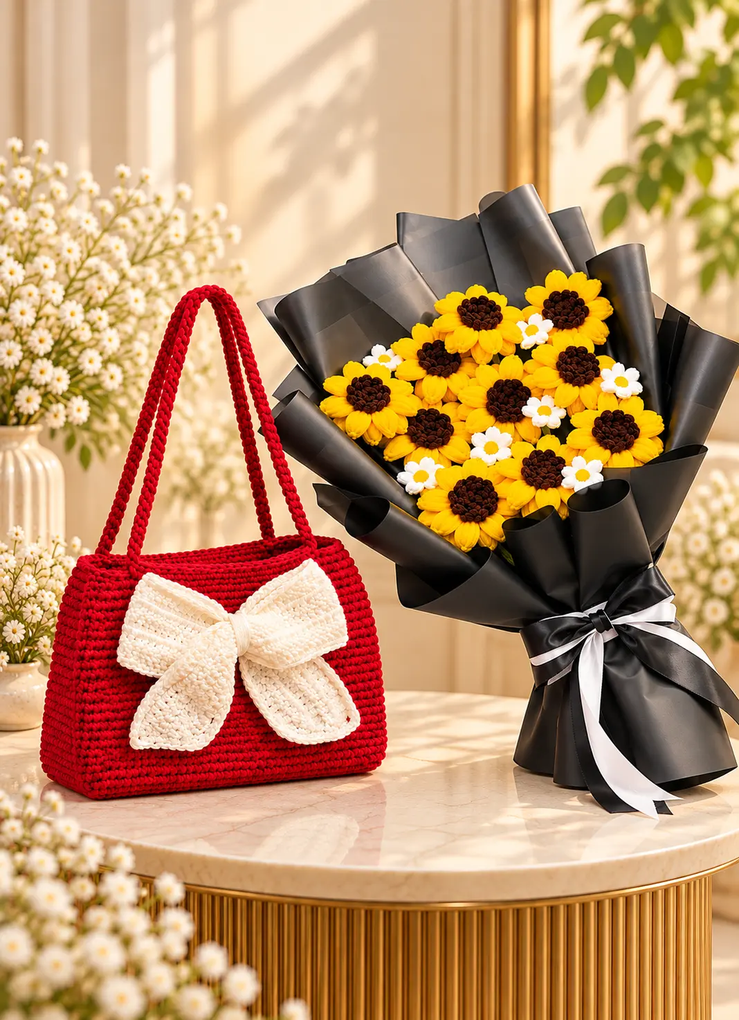 crochet bag bouquet